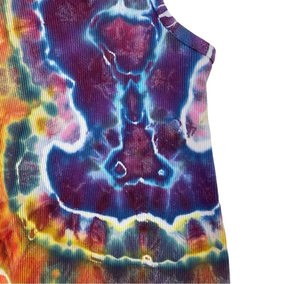 Handmade Geode Tie Dye Ribbed Tank Top Shirt Womens Size Small Purple Upcycled - Picture 5 of 8